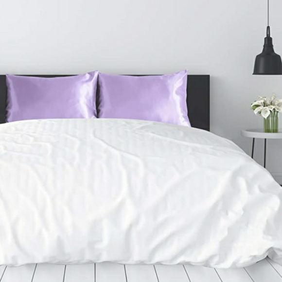 Silk Satin PillowcaseLight Purple, 20x26 in - Picture 2 of 8